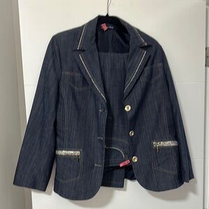 Women's Navy Blazer with Silver Accents
